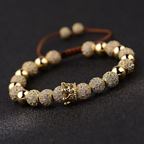 Luxury Men Women Zircon Demon Eye Hand Crown Beads Braiding Adjustable Bracelets - Picture 44 of 49