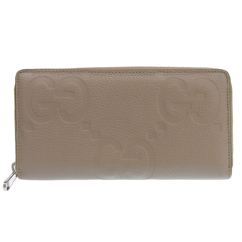 ○Gucci Jumbo Gg Long Wallet Zip Around Leather Taupe 739484 | eBay