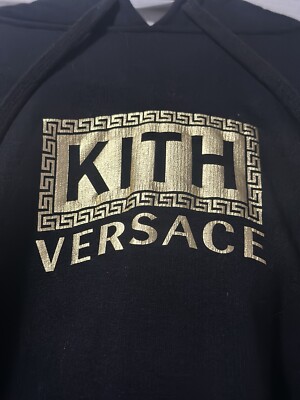 Kith x Versace グリークキー スウェット パーカー ブラック VERSACE x KITH Black Greek Key Logo Hoodie Size: Large (Pre