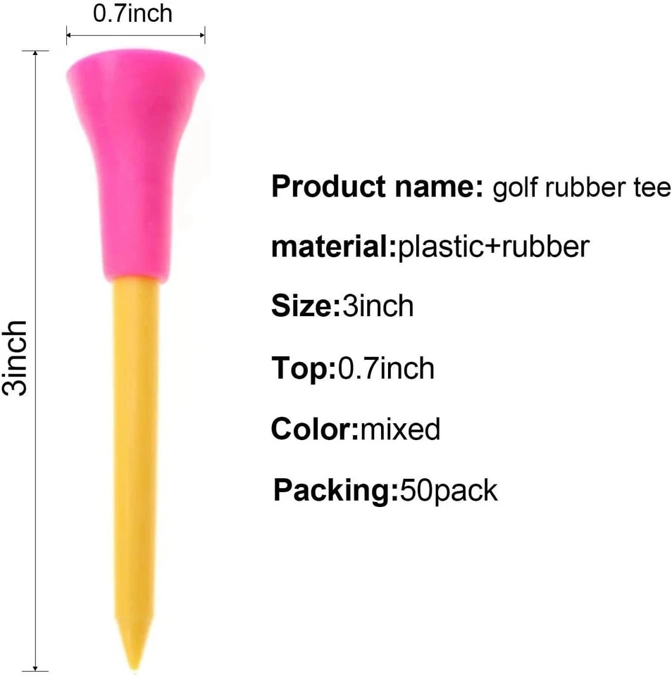Rubber Cushion Top Plastic Golf Tees Mixed Colors Pack of 50pcs (3-1/4") - Image 4 of 4