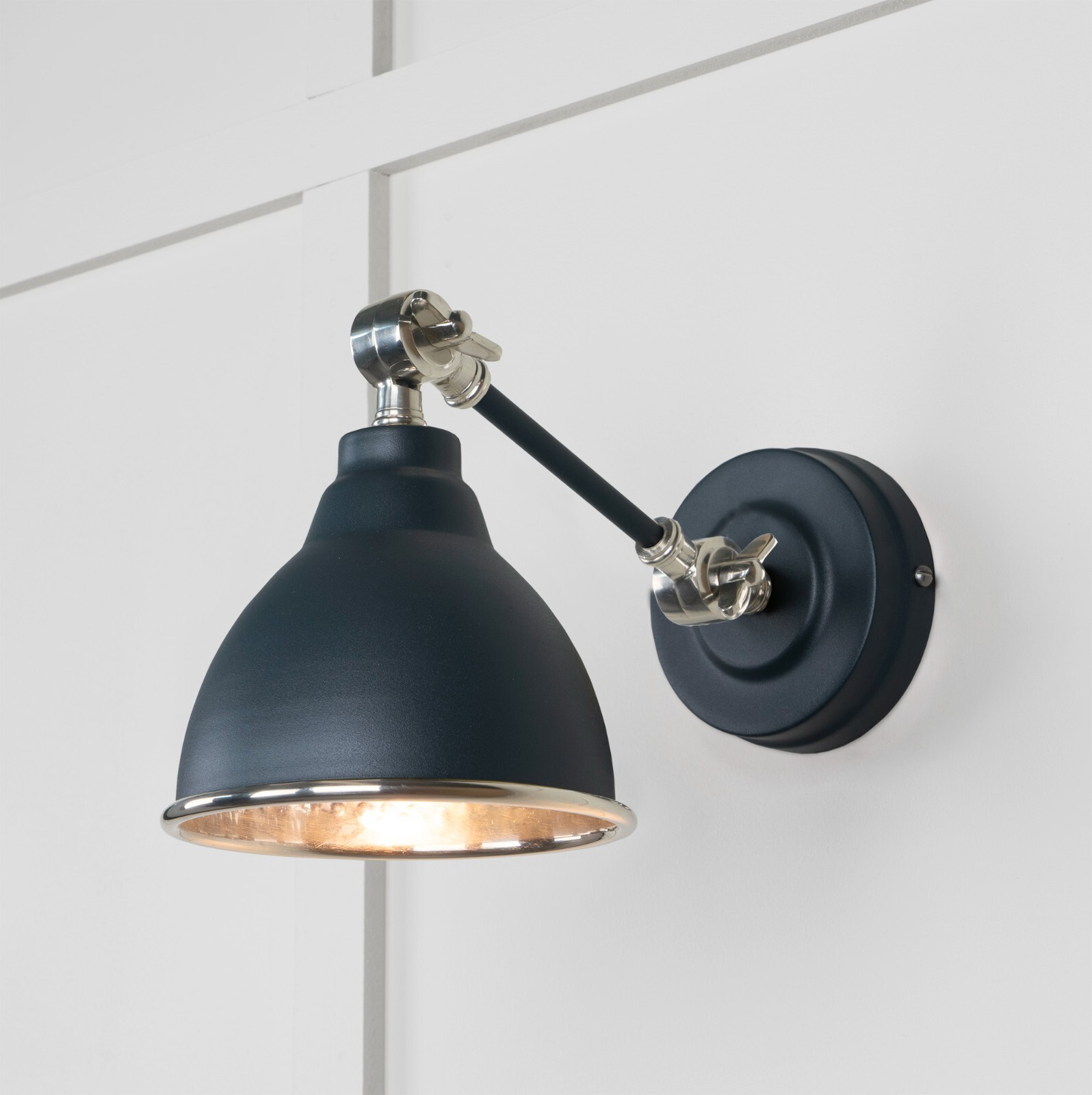 From The Anvil 49718SSO Hammered Nickel Brindley Wall Light in Soot