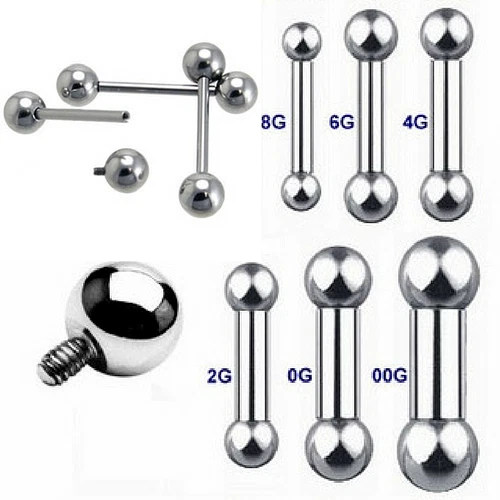 INTERNALLY THREADED 5 8 GAUGE 8G 6G 4G 2G 0G 00G STEEL BALL TONGUE BARBELL RING