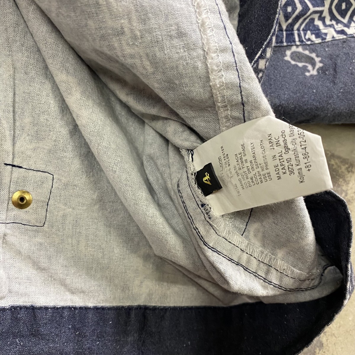 Kapital Patchwork Bandana Long Sleeve Button Up Shirt Adult Size 4
