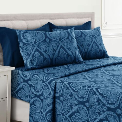 Deep Pocket 6 Piece Bed Sheet Set 1800 Series Microfiber Comfort Paisley Sheets - Picture 1 of 71