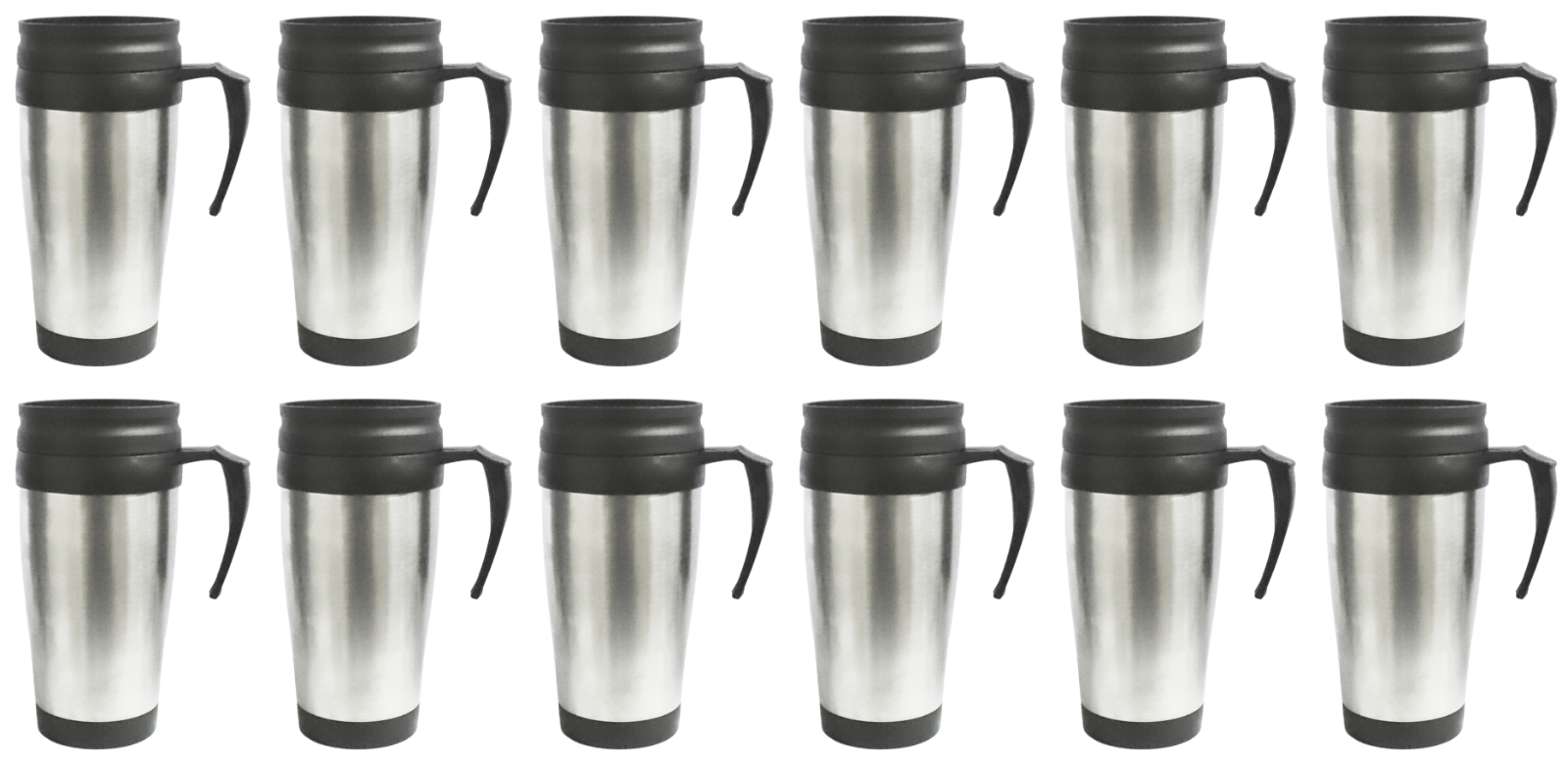 12x basiks Stainless Steel Flask Mug Cup Hot Cold Tea Coffee Drink Travel- 450ml