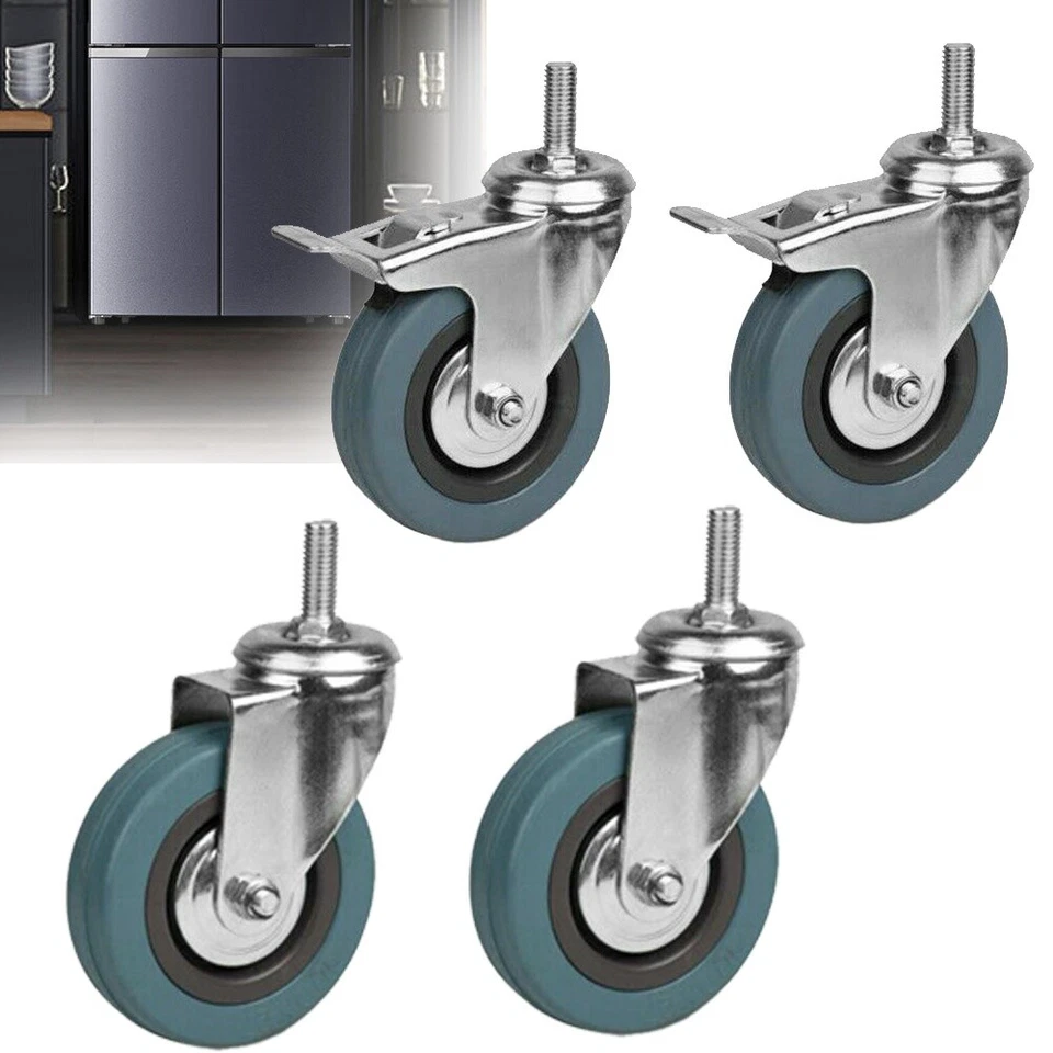 SET- 4tlg Lenkrollen mit Gewindestift Möbelrollen Transportrollen Laufrollen M12 - Bild 4 von 4