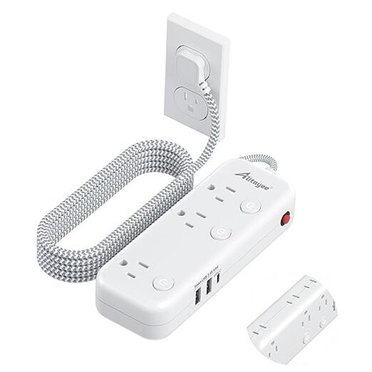 Individual Switch Power Strip Surge Protector with 6 Outlets 3 5ft-17W USB 980J