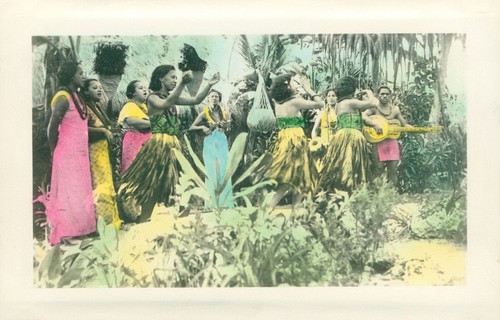 1930's Kodak of Hawaii Hula Show Waikiki hand colored Hawaii Photo #8 Hula Girls