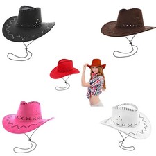 2x Adult Cowboy Hat Faux Suede Material Hats Costume for Fancy Dress Accessories