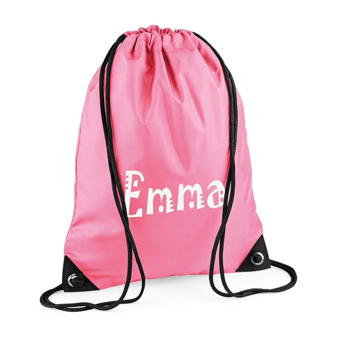 Personalised Gym Sack / Pump / Swim Drawstring Bag Printed with name - Pink  | eBay