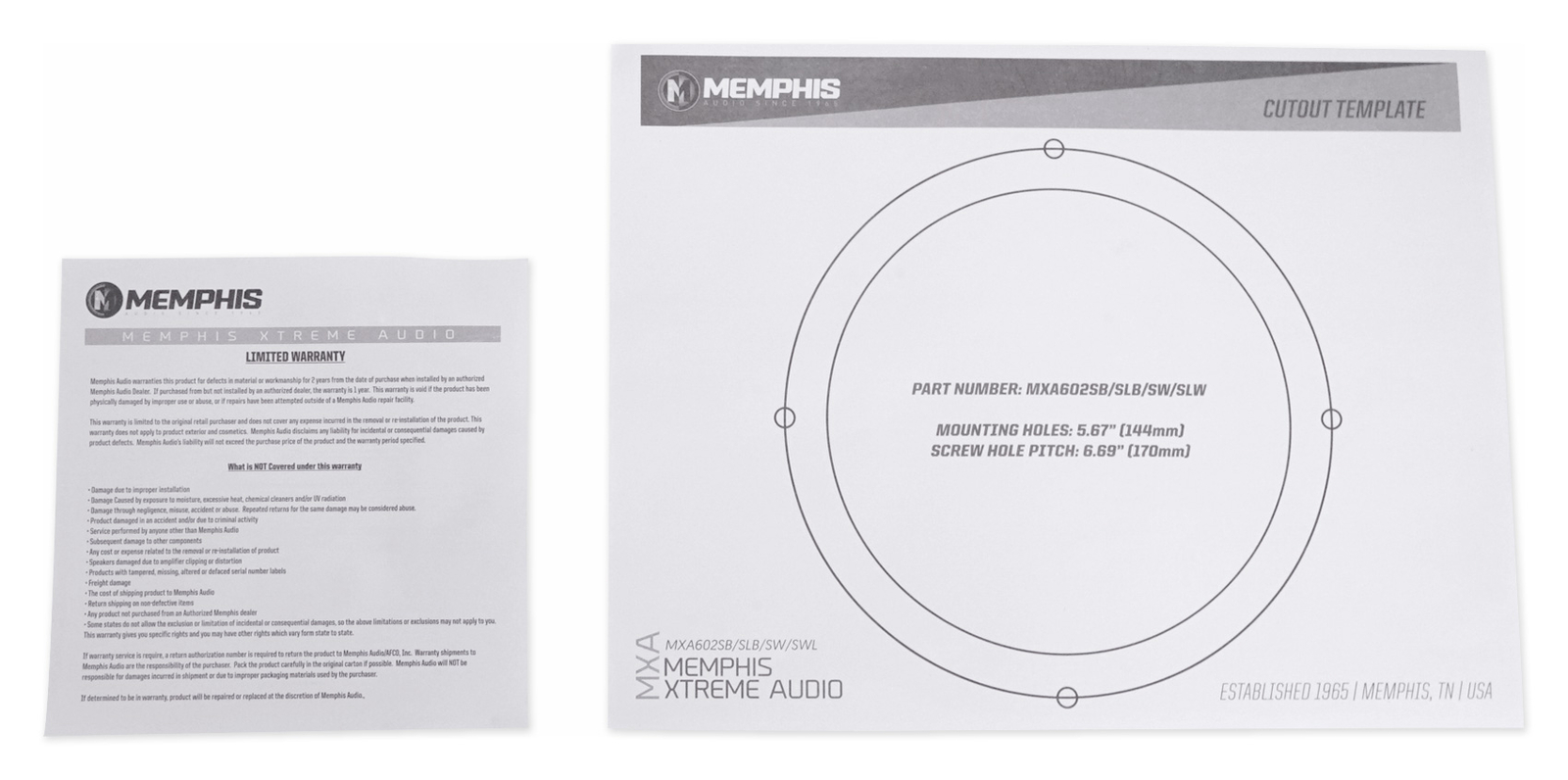Пара динамиков Memphis Audio MXA602SLB мощностью 80 Вт с 65 светодиодами для Polaris RZR ATVUTV тележки