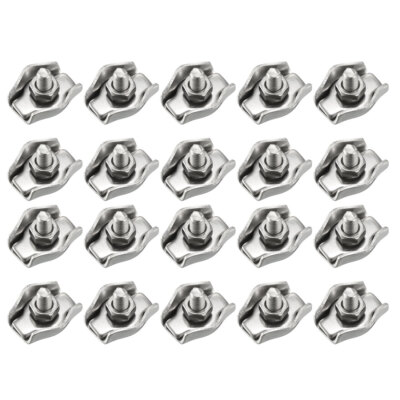 20Pcs 304 Stainless Steel Single Wire Rope Clip Cable Clamp for 1.5mm-2mm Rope