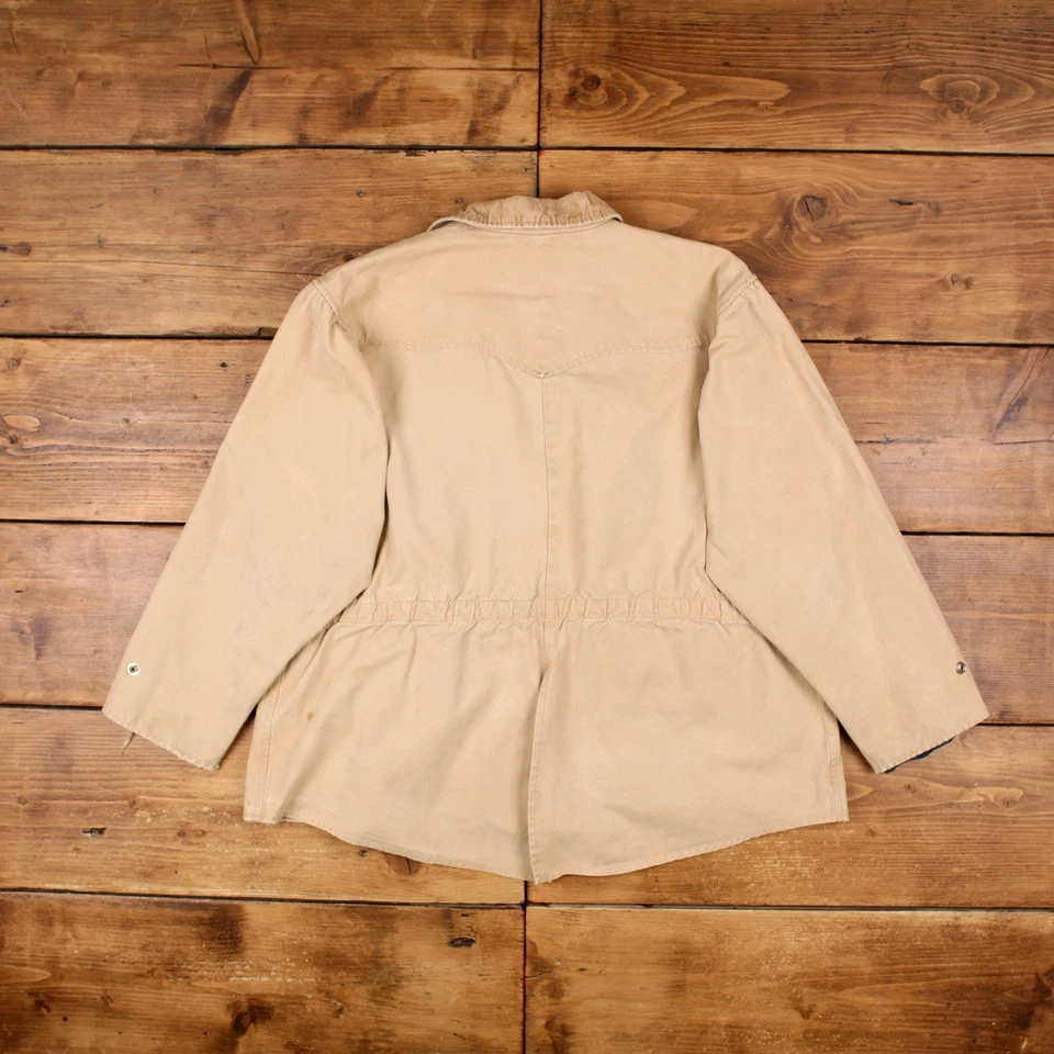 Vintage Ghost Riders Workwear Jacket L 80s Chore Western USA Made Beige - Image 2 of 4