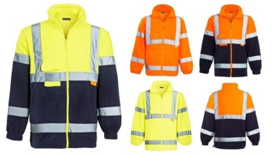 KRAFTD - Hochsichtbare reflektierende Arbeitskleidung Vliesjacke mit durchgehendem Reißverschluss