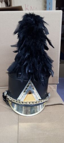Used Black and Gold Marching Band Shako Hat Size Large - Picture 1 of 2