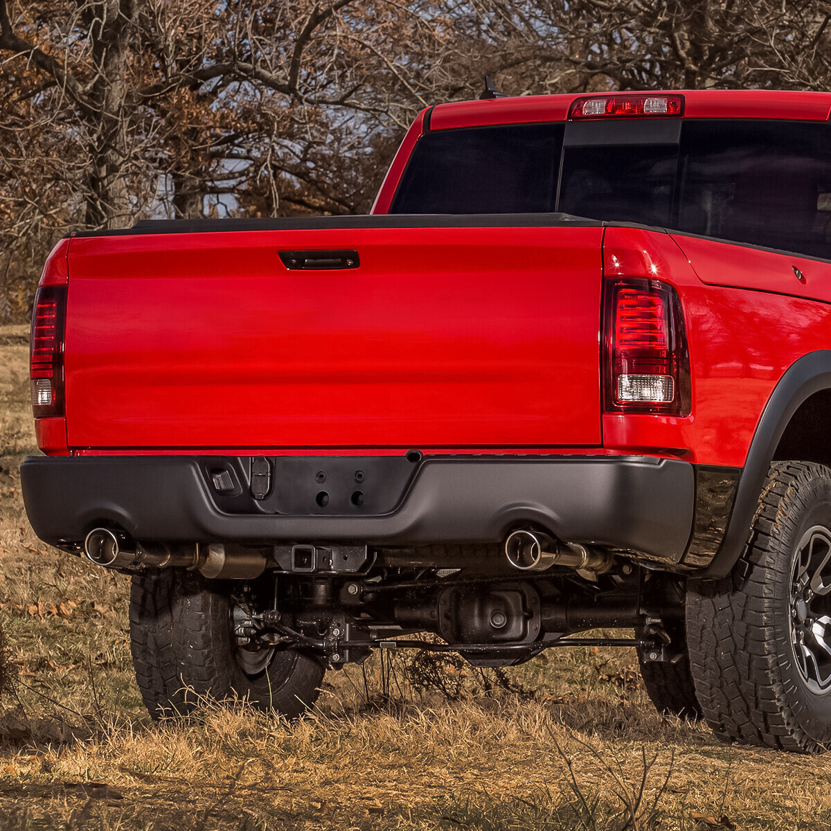 For 09-19 Ram 1500 w/ Dual Exhaust w/o Parking Sensor Holes Rear Bumper Black