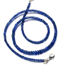 Natural Gem Blue Sapphire Faceted 3 to 5MM Size Rondelle Beads Necklace 18" 70Ct