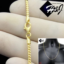 24"MEN 925 STERLING SILVER 2.5MM GOLD PLATED FRANCO BOX CURB LINK NECKLACE*SN6