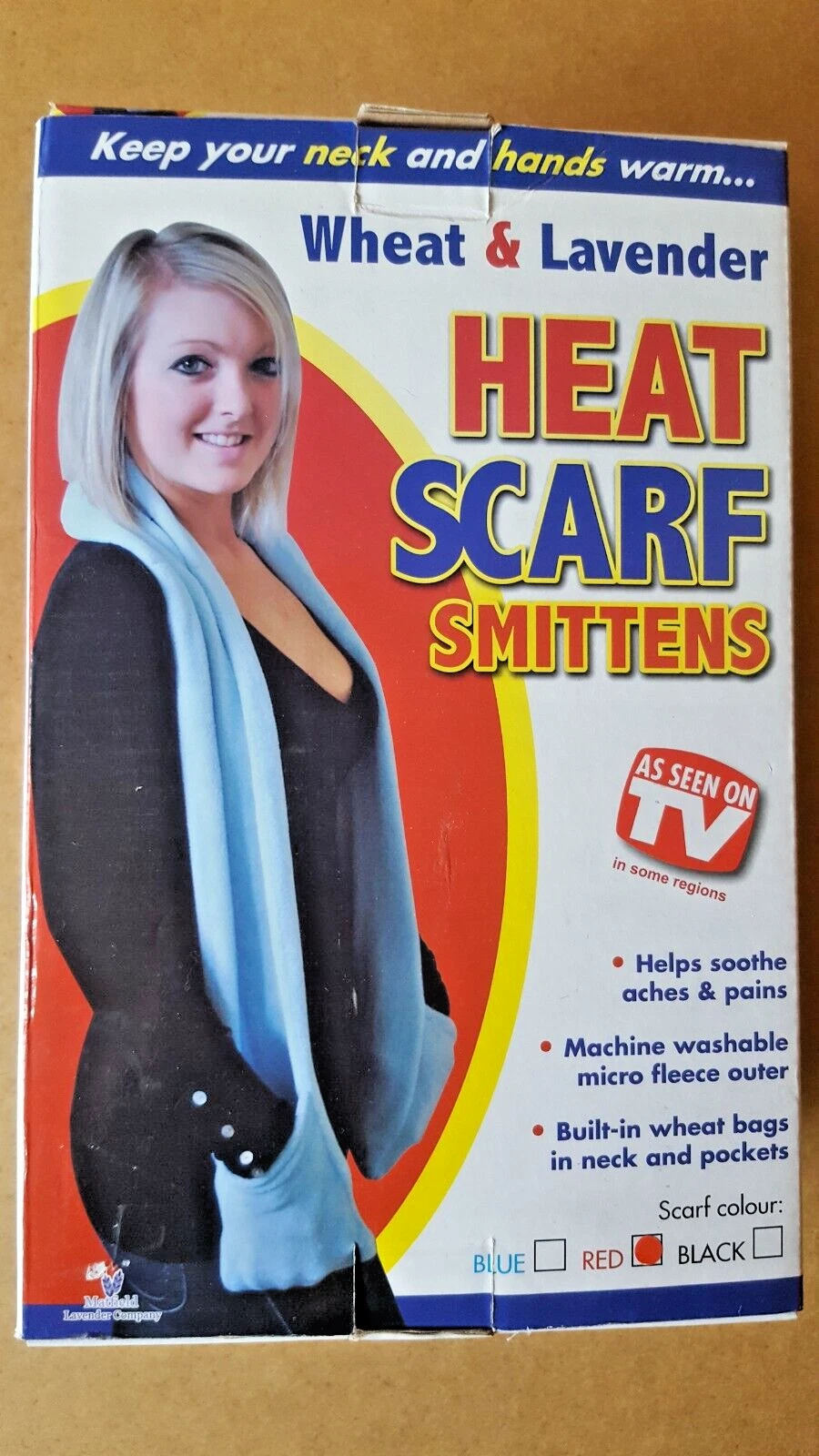 Heat Scarf Smittens Red Wheat & Lavender As Seen on TV