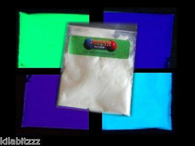 4 x Glow in the dark Pigmentpulver Grün, Aqua, Blau, Violett Farben - Set 1