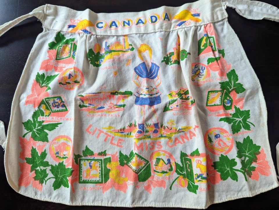 Little Miss Canada Vintage 1960s Girls Apron Canvas Sewn Bright Single Stitched - Image 2 of 4
