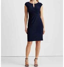 Lauren Ralph Lauren Wrap-Style Jersey Dress Navy SZ 14