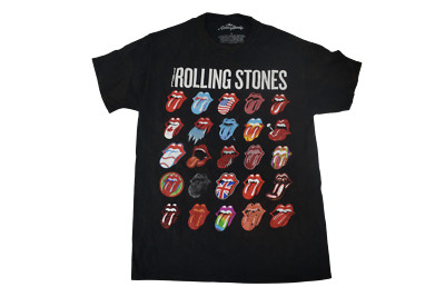 The Rolling Stones Mens Multiple Tongues Black Mineral Wash Shirt New S, XL