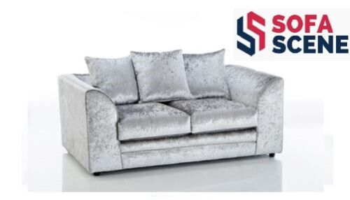 Crushed Velvet Sofa Corner Suite 3 2 Seater Armchair Set Silver Chicago Chairs - Picture 13 of 20