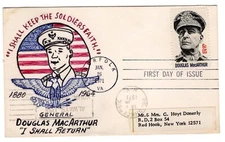 #1424 Douglas MacArthur 1971 FDC - Hand-drawn Card Donerly REVERSE