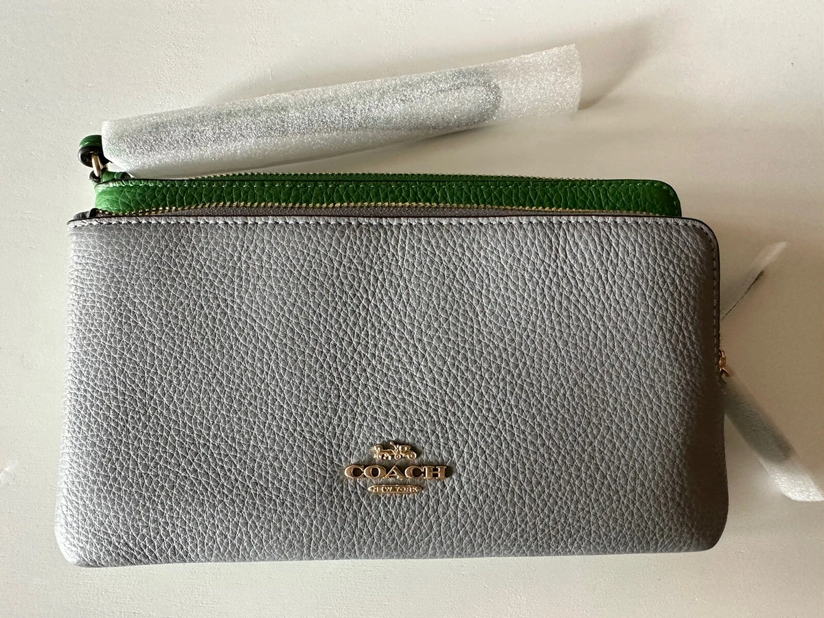 Coach C7368 New IM Kelly Green Multi Double Zip Wallet Wristlet