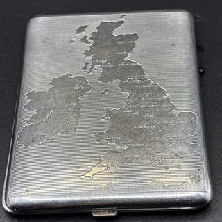 Chrome Cigarette Case With UK Map Engraving
