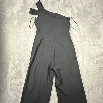 Forever 21 Women s Black One Shoulder Wide Leg Jumpsuit Size M Zip Back Elegant
