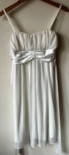 Laura Scott Evening Dress Size 8 Cream Fit Flare Chiffon Floaty Party Summer