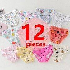 3-12PCS Girls Cotton Panties Kids Cartoon Briefs Lace Underwear Soft Underpants