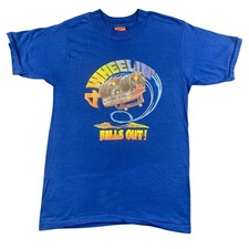 Vintage 1977 4 Wheelin Balls Out Tee Mens S USA Made Super Screen Stars 50/50