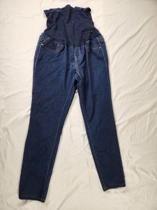 Blue Savvy Maternity Jeans L Women Blue Over Belly Stretch Panel Skinny Denim 