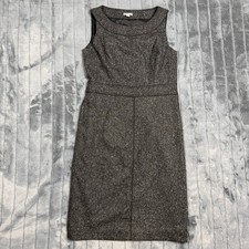 Ann Taylor Petites Gray Tweed Wool Silk Sleeveless Sheath Dress 0P Repair Needed