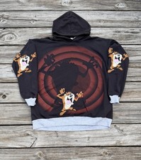 Vintage Rare 90s Looney Tunes Taz Spotlight shadow Aop hoodie Size S
