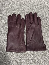 Vintage Women's Purple Burgundy Leather Knit Lined Gloves Fownes