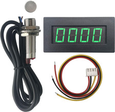 4 Digital Green LED Tachometer RPM Speed Meter Hall Proximity Switch Magnet Se