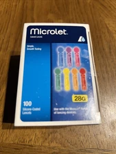 Microlet Colored Lancets - 100 Silicone Coated Lancets - Exp. 2027-09-01