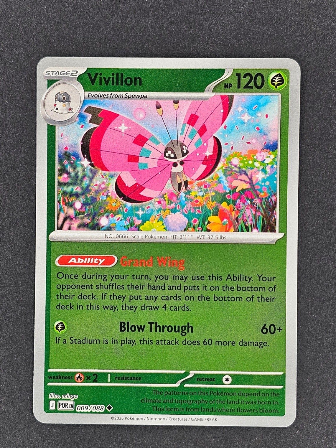 Vivillon Reverse Holo Uncommon ME03: Perfect Order 009/088 NM