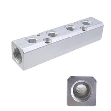 Antrader Aluminum Air Manifold, 4 Way 6 Port 4 6 Port, Silver