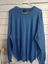 F/X Fusion XL Crew Neck Blue Textured Long Sleeve Sweater Cashmere Blend NWT 