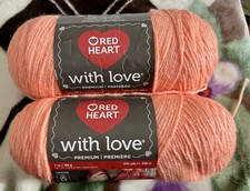 2 Skeins of Red Heart With Love Premium Yarn Blushing Peach Medium Weight 4