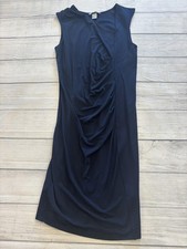 H&M Dress Womens Small Navy Blue Sleeveless Ruched Pullover Stretch Work Casual
