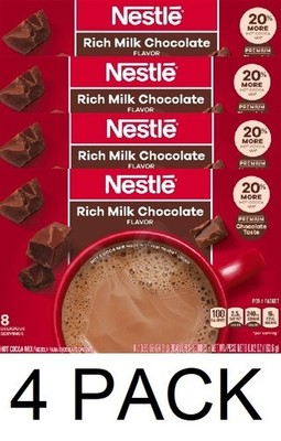 Nestle Rich Milk Chocolate Hot Cocoa Mix (8) 0.85 oz Packets in Box -  4 PACK