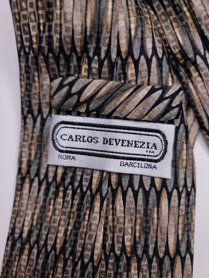 Corbata formal para hombre Carlos Devenezia 50"Lx3,75"W marrón/verde Foto 3 de 4