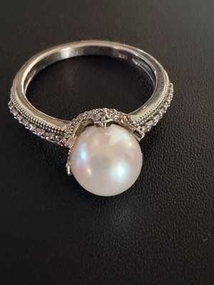Acoya Perle 14K Weißgold Ring Größe 7,5