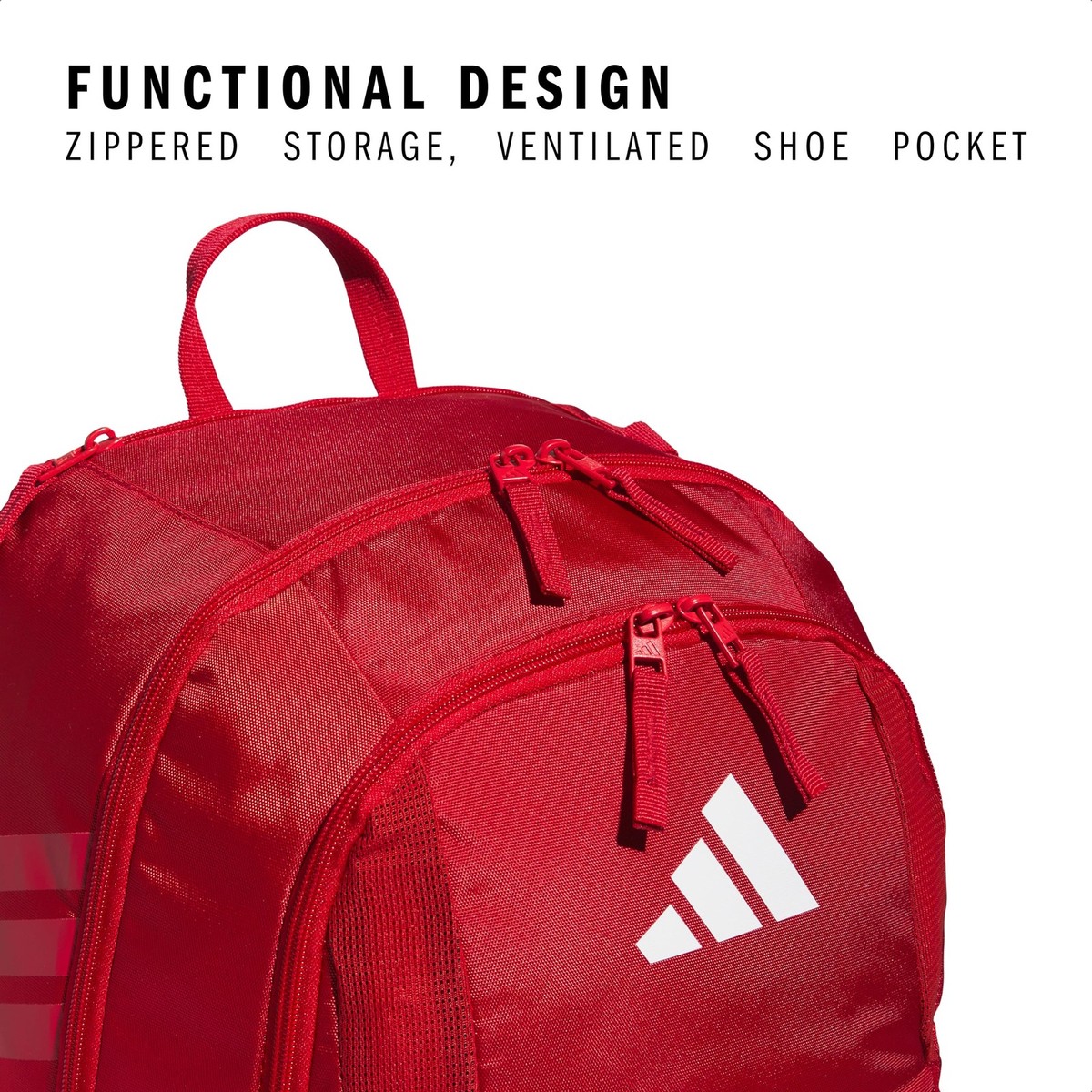 adidas backpack power red white Adidas Power Red Backpack With Ball Pocket And Water Resistant Base